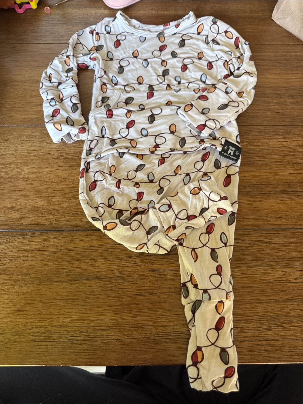 Ready Set Romper Holiday Light Print Long Sleeve footies